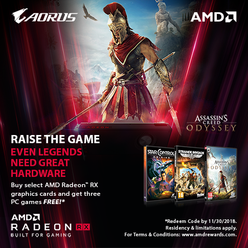 Buy GIGABYTE AMD Radeon RX Vega, RX580, or RX570 graphics card and get THREE games FREE!
