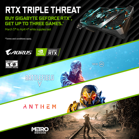 【APAC】Buy a Qualifying GIGABYTE RTX 2080Ti, 2080 ,2070 and 2060 Graphics Card and get up to three Games!