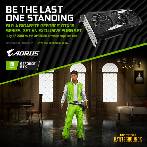 【APAC】Buy a Qualifying GIGABYTE GTX 1660 Ti, 1660 Super or 1660 or 1650 Graphics Card, and get an exclusive GeForce PUBG in-game code